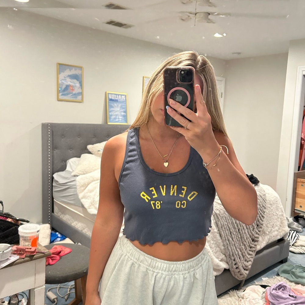 Aeropostale Blue Ruffled Crop Tank Top